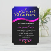 Elegante Royal Blue Sweet 16 Uitnodigen Kaart (Staand voorkant)