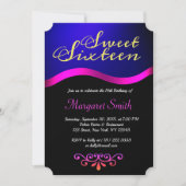 Elegante Royal Blue Sweet 16 Uitnodigen Kaart (Voorkant)