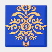 Elegante Royal Blue & vergulde damast magneet (Voorkant)