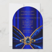 Elegante Royal Blue Verjaardag Gouden Juweel Faux  Kaart (Achterkant)