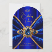 Elegante Royal Blue Verjaardag Gouden Juweel Faux  Kaart (Voorkant)