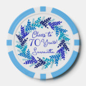 Elegante Royal Blue viert 70 jaar verjaardag Poker Chips (Voorkant)