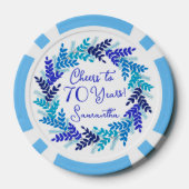 Elegante Royal Blue viert 70 jaar verjaardag Poker Chips (Achterkant)