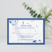 Elegante Royal Blue White Wedding RSVP Reageer Kaa (Staand voorkant)