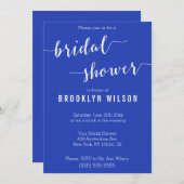 Elegante Royal Blue Witte Bruidsfeest Uitnodiginge Kaart (Voorkant / Achterkant)