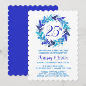 Elegante Royal Blue Wreath 25th Wedding Jubileum Kaart (Voorkant / Achterkant)