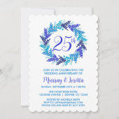 Elegante Royal Blue Wreath 25th Wedding Jubileum Kaart (Voorkant)
