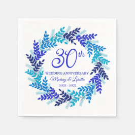 Elegante Royal Blue Wreath 30th Wedding Jubileum Servet
