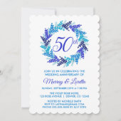 Elegante Royal Blue Wreath 50th Wedding Jubileum Kaart (Voorkant)