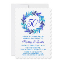 Elegante Royal Blue Wreath 50th Wedding Jubileum