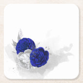 Elegante Royal Blue & zilveren bloemen Kartonnen Onderzetters (Voorkant)