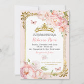 Elegante Royal Crown Blush Roze Goud Quinceañera Kaart (Voorkant)