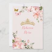 Elegante Royal Crown Blush Roze Goud Quinceañera Kaart (Achterkant)