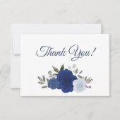 Elegante Royal & Dusty Blue Boho Chic Rozen bruilo Bedankkaart (Voorkant)