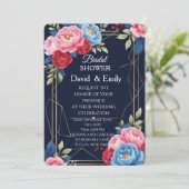 Elegante Royal Floral bruiloft uitnodiging (Staand voorkant)