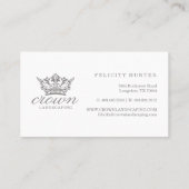 Elegante Royal Floral & Foliage Crown Logo Visitekaartje (Achterkant)