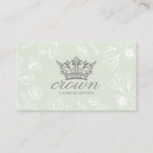 Elegante Royal Floral & Foliage Crown Logo Visitekaartje (Voorkant)