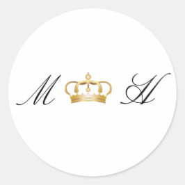 Elegante Royal Gold Crown bruiloft Ronde Sticker