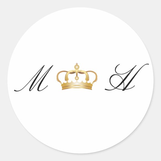 Elegante Royal Gold Crown bruiloft Ronde Sticker (Voorkant)