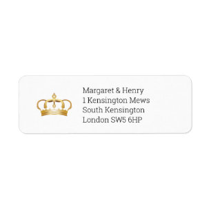 Elegante Royal Gold Crown retour adreslabels Etiket