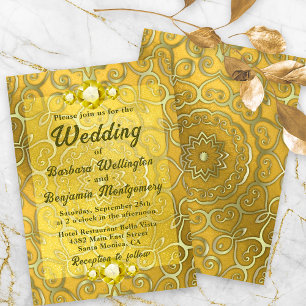 Elegante  Royal Jeweled Gold Wedding Kaart