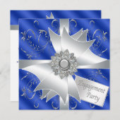 Elegante Royal Navy Blue Engagement Party Kaart (Voorkant / Achterkant)