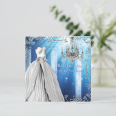 Elegante Royal Navy Blue Quinceanera Kaart (Staand voorkant)