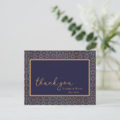 Elegante Royal Navy Gold Design Wedding Bedankt Briefkaart (Staand voorkant)