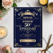 Elegante Royal Navy Goud Glamoureuze Glitter Folie Folie Uitnodiging