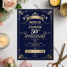 Elegante Royal Navy Goud Glamoureuze Glitter Folie Folie Uitnodiging