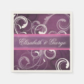 Elegante Royal Paarse Grunge Damask Swirls Wedding Servet (Voorkant)