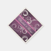 Elegante Royal Paarse Grunge Damask Swirls Wedding Servet (Hoek)