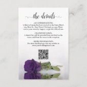 Elegante Royal Paarse Roos bruiloft details QR-cod Informatiekaartje (Voorkant)