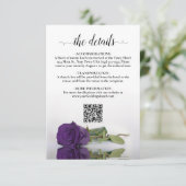 Elegante Royal Paarse Roos bruiloft details QR-cod Informatiekaartje (Staand voorkant)