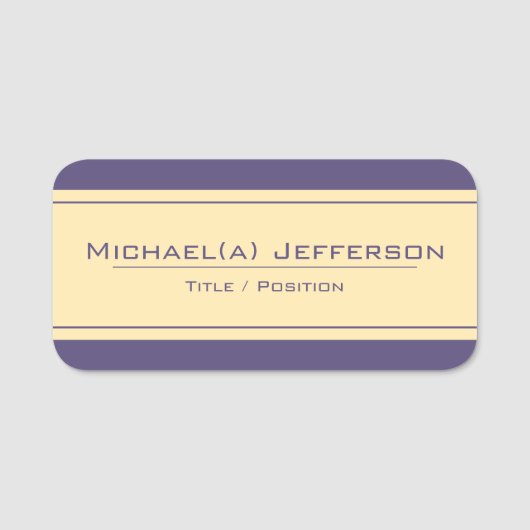 Elegante Royal Paarse & zeer lichte tint van geel Naamplaatje (Voorkant)