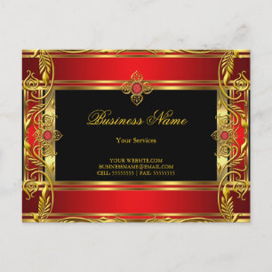 Elegante Royal Red Jewel Black Gold Briefkaart