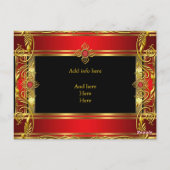 Elegante  Royal Red Jewel Black Gold Briefkaart (Achterkant)