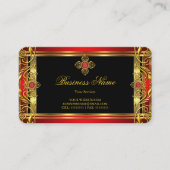 Elegante  Royal Red Jewel Black Gold Visitekaartje (Voorkant)