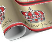 Elegante Royal Red Prince Baby shower Gift Wrap Cadeaupapier (Rol Hoek)