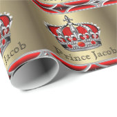 Elegante Royal Red Prince Baby shower Gift Wrap Cadeaupapier (Rol Hoek)