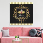 Elegante Royal Rood Zwart en Goud Tiara Prinses Canvas Afdruk (Insitu (Woonkamer))