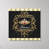 Elegante Royal Rood Zwart en Goud Tiara Prinses Canvas Afdruk (Voorkant)
