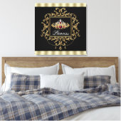Elegante Royal Rood Zwart en Goud Tiara Prinses Canvas Afdruk (Insitu (Slaapkamer))
