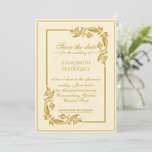Elegante Royal save the date uitnodiging (Staand voorkant)
