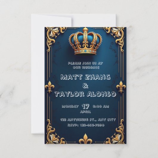 Elegante Royal Wedding Uitnodiging (Voorkant)