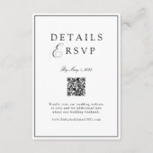 Elegante Royal Witte & Zwarte QR Code Trouw RSVP Informatiekaartje (Voorkant)