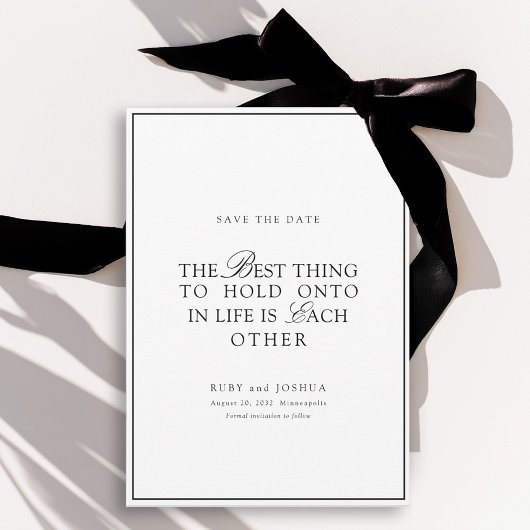 Elegante Royal Witte & Zwarte Trouwdag Save The Date