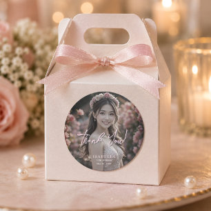Elegante Roze 18e Verjaardag Bedankt Foto Ronde Sticker