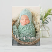 Elegante Roze 3 Foto Bedankt Geboorte Aankondiging (Staand voorkant)