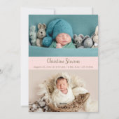 Elegante Roze 3 Foto Bedankt Geboorte Aankondiging (Achterkant)